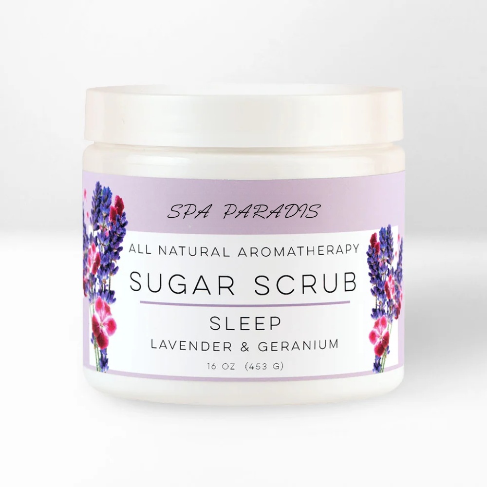 Oem Natural Aromatherapy Shea Butter Raw Sugar Hydrating Exfoliating Cream Sleep- Lavender Geranium Essential Oils