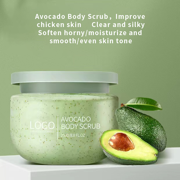 Private Label Body Scrub Skin Care Exfoliating Avocado Body Exfoliating Natural Moisturizing Sugar Scrub Avocado Body Scrub