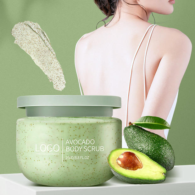 Private Label Body Scrub Skin Care Exfoliating Avocado Body Exfoliating Natural Moisturizing Sugar Scrub Avocado Body Scrub