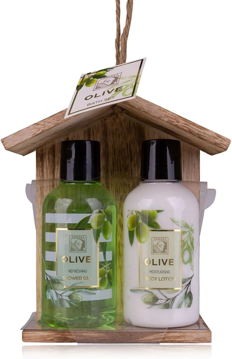 Oem Olive Shower Gel Gift Set For Women-moisturizing Cleansing Luxury Herbal Wooden Box Bath Sponge-birthday Mother's Day