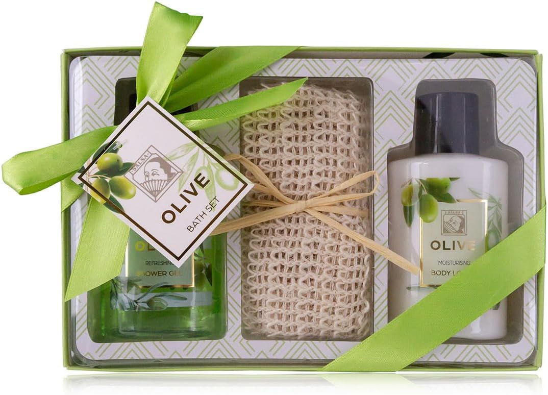 Oem Olive Shower Gel Gift Set For Women-moisturizing Cleansing Luxury Herbal Wooden Box Bath Sponge-birthday Mother's Day