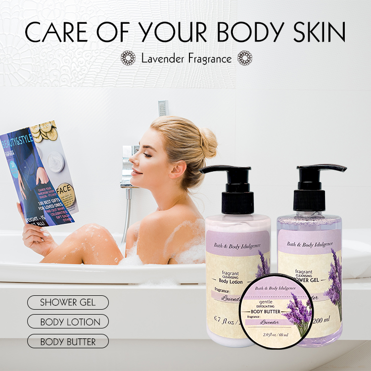 Oem Wholesale Privite Logo Personal Care Gift Set Natural Shower Gel Body Lotion And Body Butter Wooden Bath Gift Sets