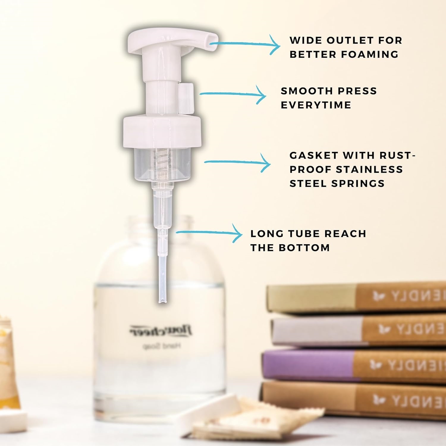 Oem Crystal Glass Bottle & 4 Refill Tablet Included Start Kit,Glass Foaming Hand Soap Refill Tablets,Dispenser Combo