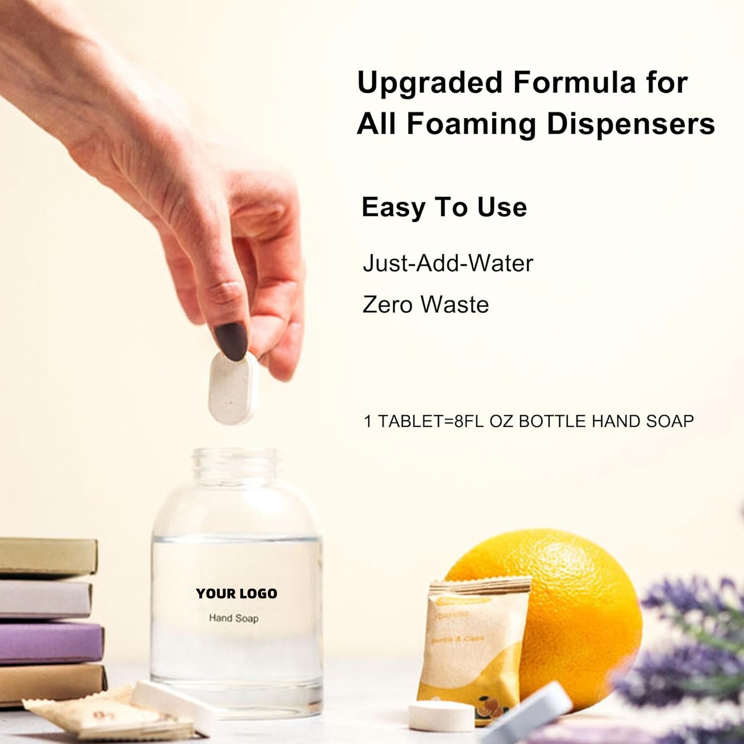 Oem Crystal Glass Bottle & 4 Refill Tablet Included Start Kit,Glass Foaming Hand Soap Refill Tablets,Dispenser Combo
