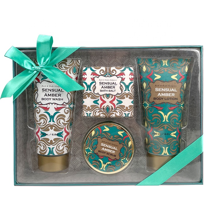 Custom Private Label Organic Sensual Amber Body Skin Care Bath And Body Set