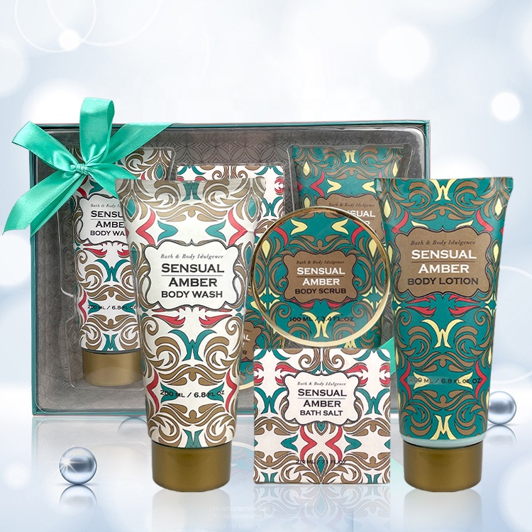Custom Private Label Organic Sensual Amber Body Skin Care Bath And Body Set