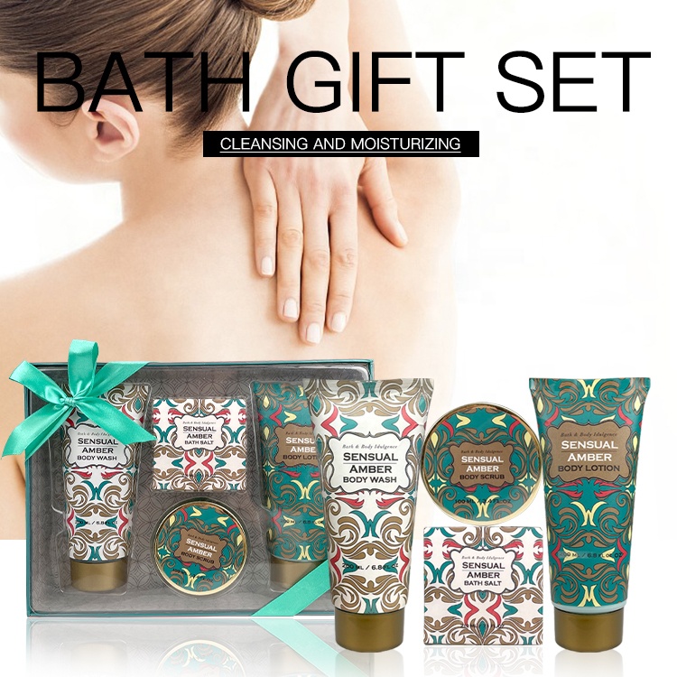 Custom Private Label Organic Sensual Amber Body Skin Care Bath And Body Set