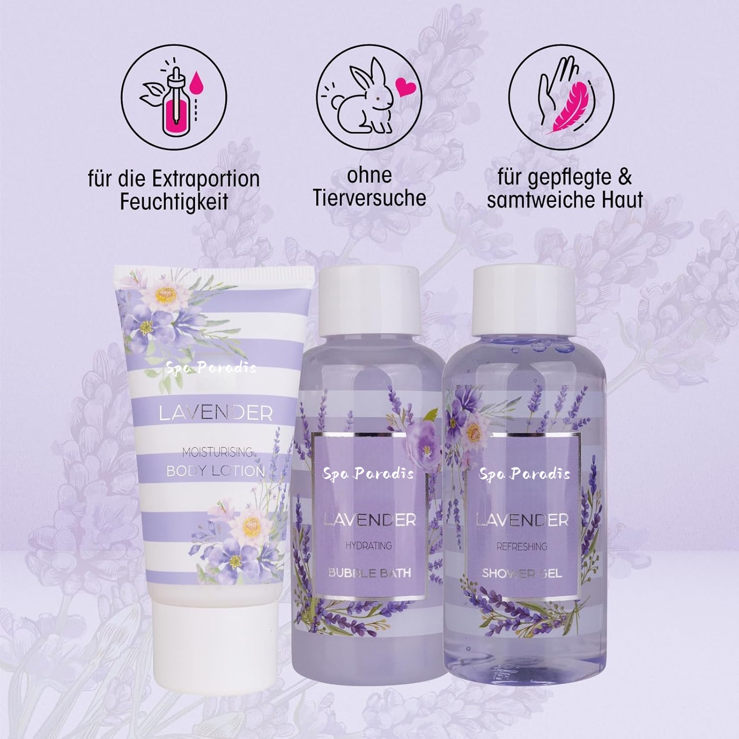 Private Label Lavender Calming Relaxing Organic Herbal Moisturizing Luxury Spa Gift Shower Gel Bubble Bath Body Cream Bath Set