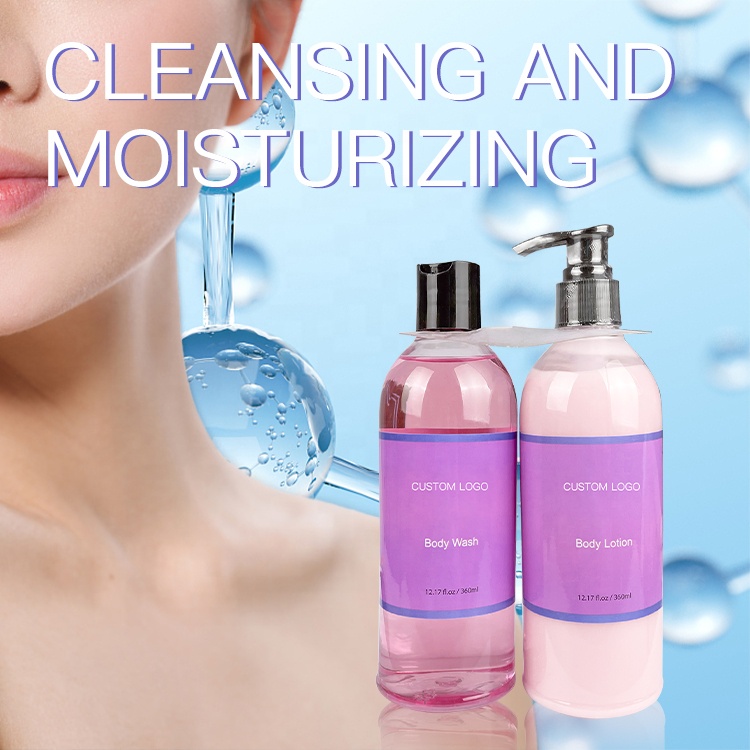 Wholesale Custom Logo Private Label Purple Packaging Beauty Natural Bath Body Wash Body Lotion Set