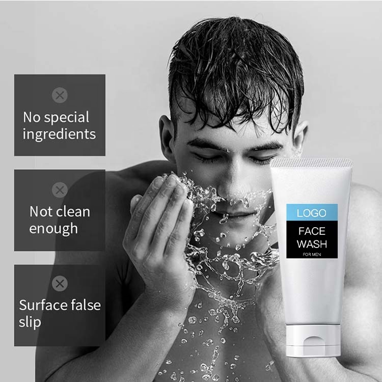 High Quality Oil Control Men's Facial Cleanser Deep Cleansing Men's Face Wash With White Tube Simple Label