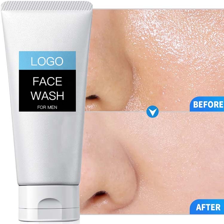 High Quality Oil Control Men's Facial Cleanser Deep Cleansing Men's Face Wash With White Tube Simple Label
