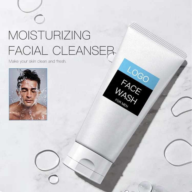 High Quality Oil Control Men's Facial Cleanser Deep Cleansing Men's Face Wash With White Tube Simple Label