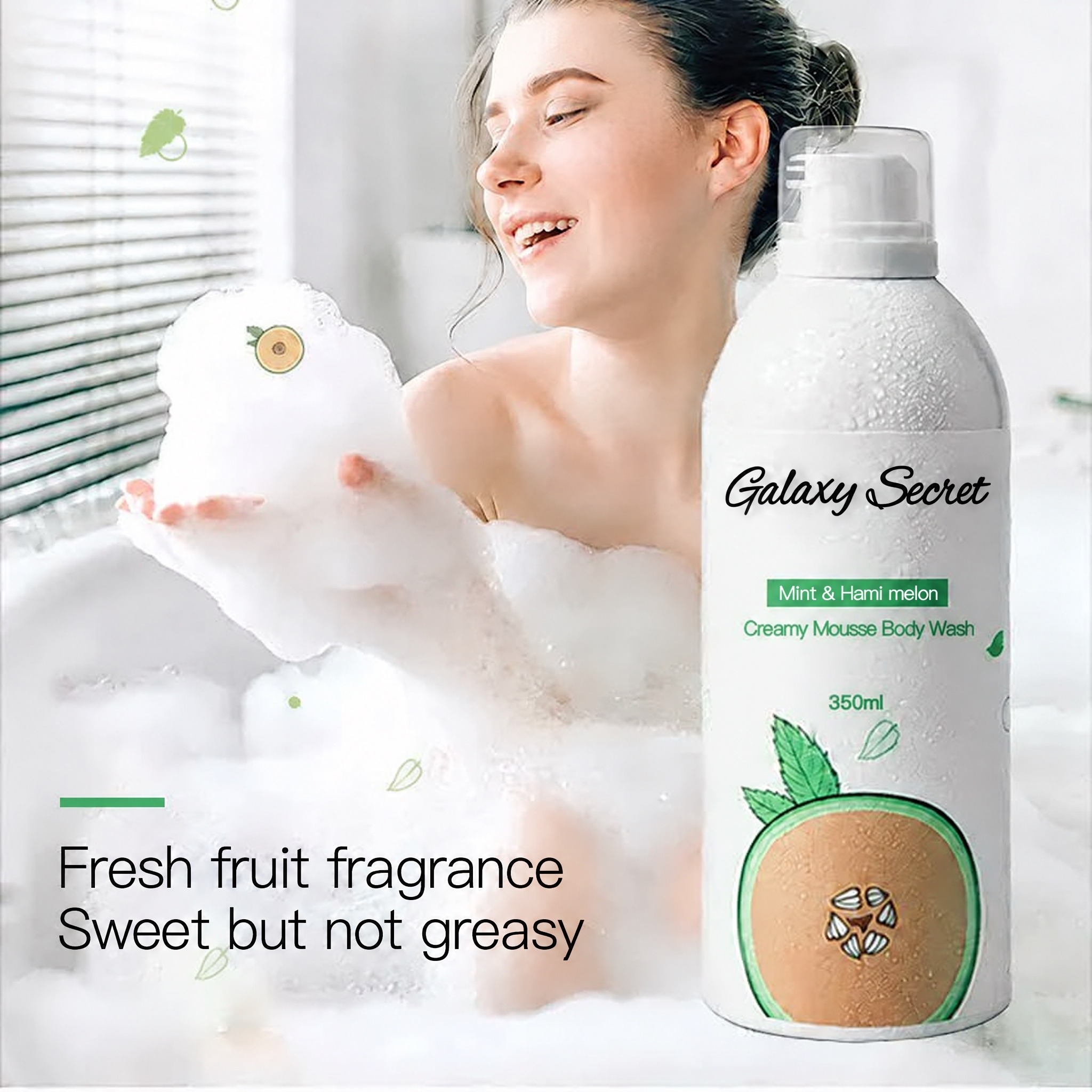 Galaxy Secret Newest Products Bath Foam Mousse Body Wash Bubble Bath Men Women Mint & Hami Melon Mousse Shower Gel