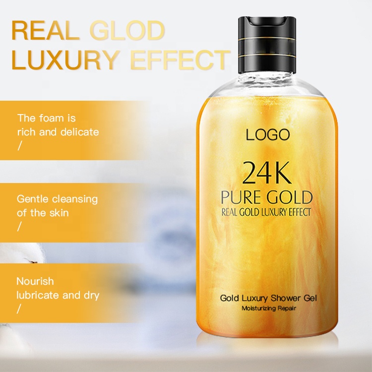 Oem Private Label 24k Gold Pure Gold Luxury Shower Gel Moisturizing Repair Body Wash