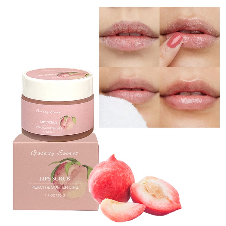 Wholesale Custom Private Label Organic Vegan Cute Peach & Soften Lips Care Pink Lip Scrub