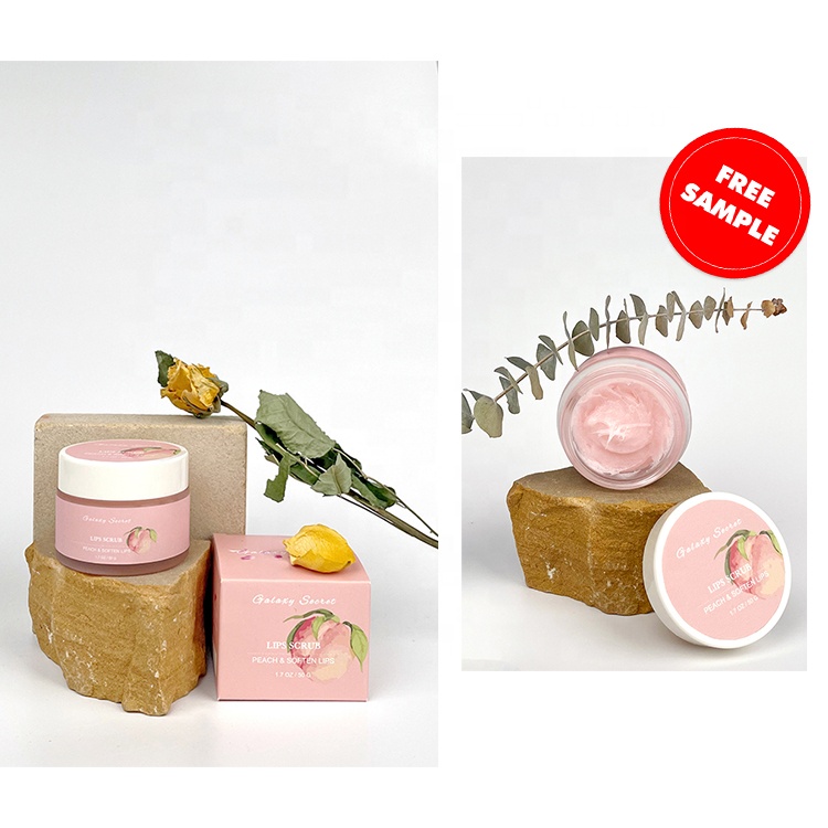 Wholesale Custom Private Label Organic Vegan Cute Peach & Soften Lips Care Pink Lip Scrub