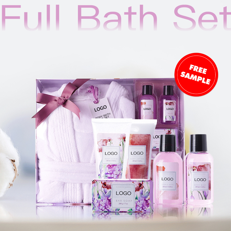 Best Selling Customize Private Label Luxury Holiday Lavender Women Pamper Skin Care Bath And Body Bath Spa Bath Robe Set Gift