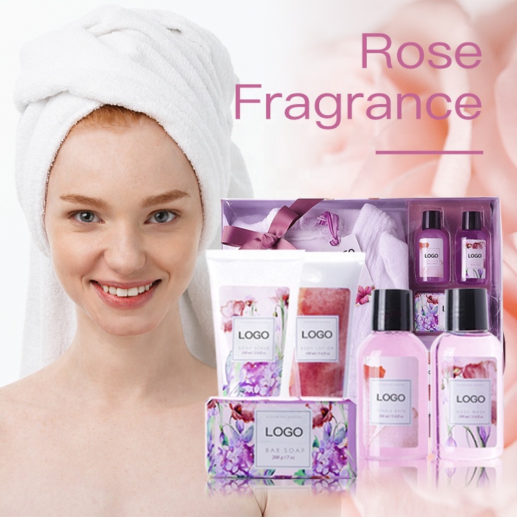 Best Selling Customize Private Label Luxury Holiday Lavender Women Pamper Skin Care Bath And Body Bath Spa Bath Robe Set Gift