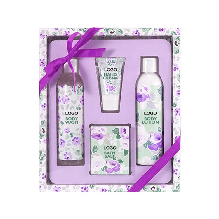 Wholesale Private Label Oem/odm Body Care Set Rose Fragrance Hand Cream Body Wash Bath Salt Body Lotion Bath Gift Set