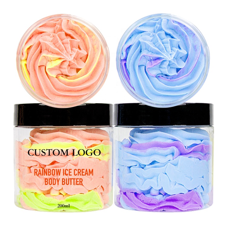 Wholesale Private Label Body Butter Vegan Natural Moisturizer Fruit Rainbow Whipped Body Butters