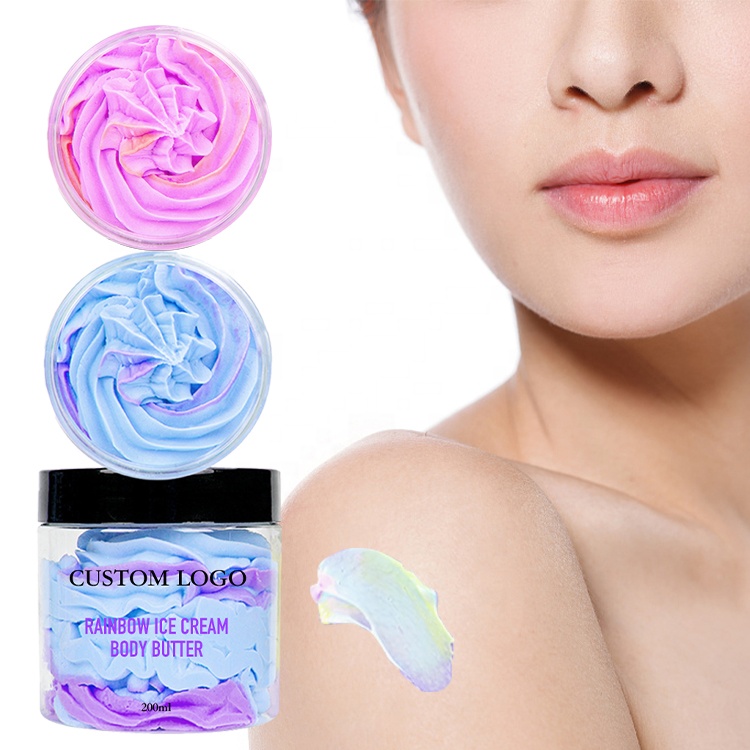 Wholesale Private Label Body Butter Vegan Natural Moisturizer Fruit Rainbow Whipped Body Butters