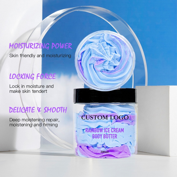 Wholesale Private Label Body Butter Vegan Natural Moisturizer Fruit Rainbow Whipped Body Butters