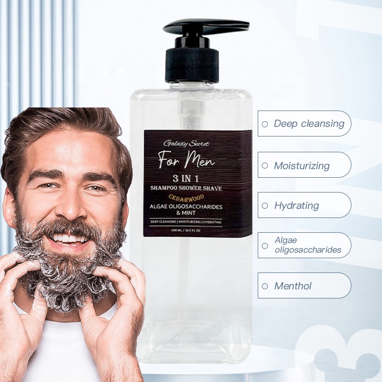 Hot Selling High Quality Body Wash Skin Care Professional Skincare Mens Face Wash Private Label Shampoo 3 In 1