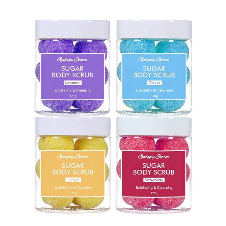 Wholesale Organic Skin Care Spa Exfoliating Moisturizing Sugar Scrub Balls Private Label Candy Body Scrub