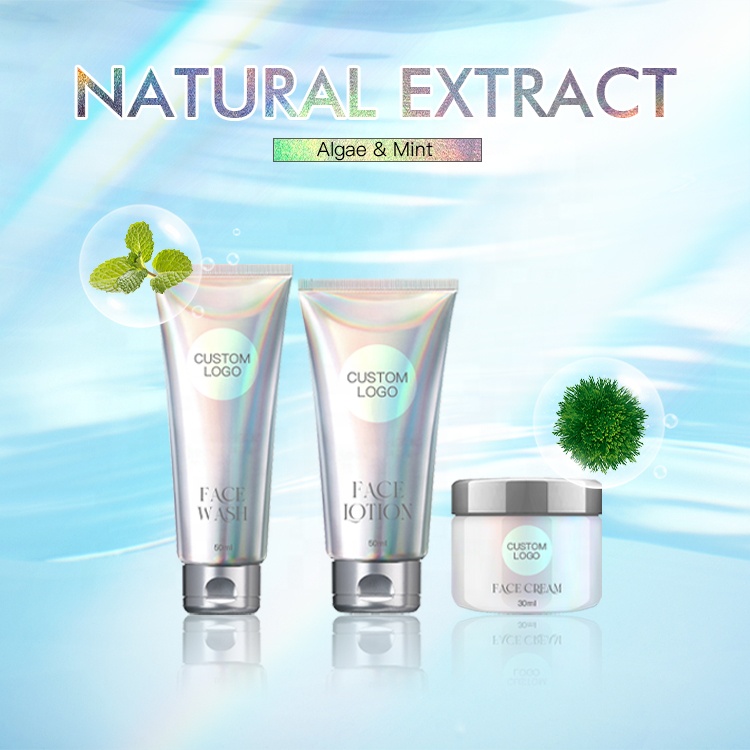 Private Label Beauty Facial Skin Care Set Algae And Mint Organic Natural Extract Skin Care Set
