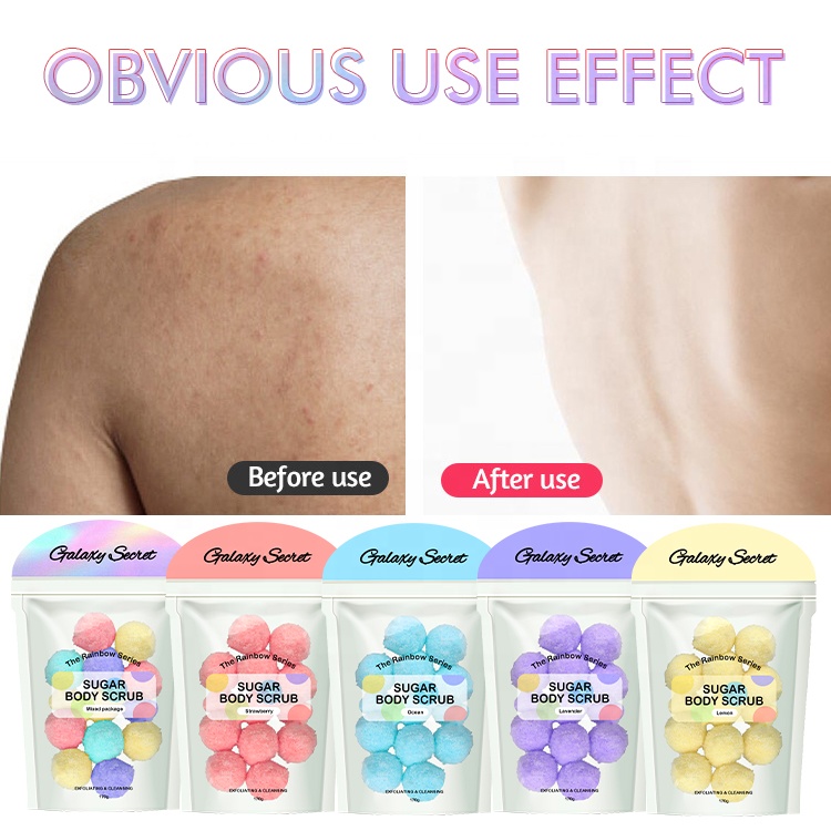 Oem Custom Body Bath Skin Scrub Balls Logo Best Organic Fruit Salt Body Sugar Scrubs Ball