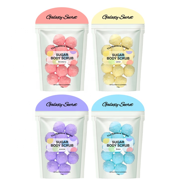 Oem Custom Body Bath Skin Scrub Balls Logo Best Organic Fruit Salt Body Sugar Scrubs Ball
