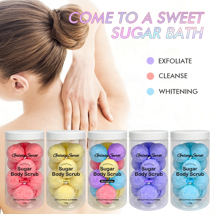 Private Label Pure Natural Organic Moisturizing And Exfoliating Strawberry Candy Sugar Mini Body Scrub Ball