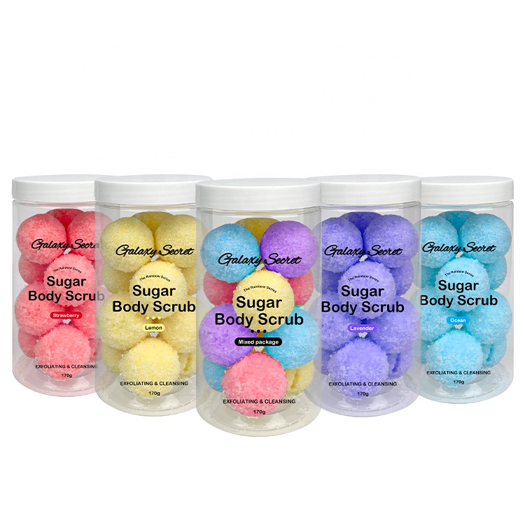 Private Label Pure Natural Organic Moisturizing And Exfoliating Strawberry Candy Sugar Mini Body Scrub Ball