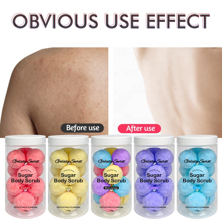 Private Label Pure Natural Organic Moisturizing And Exfoliating Strawberry Candy Sugar Mini Body Scrub Ball