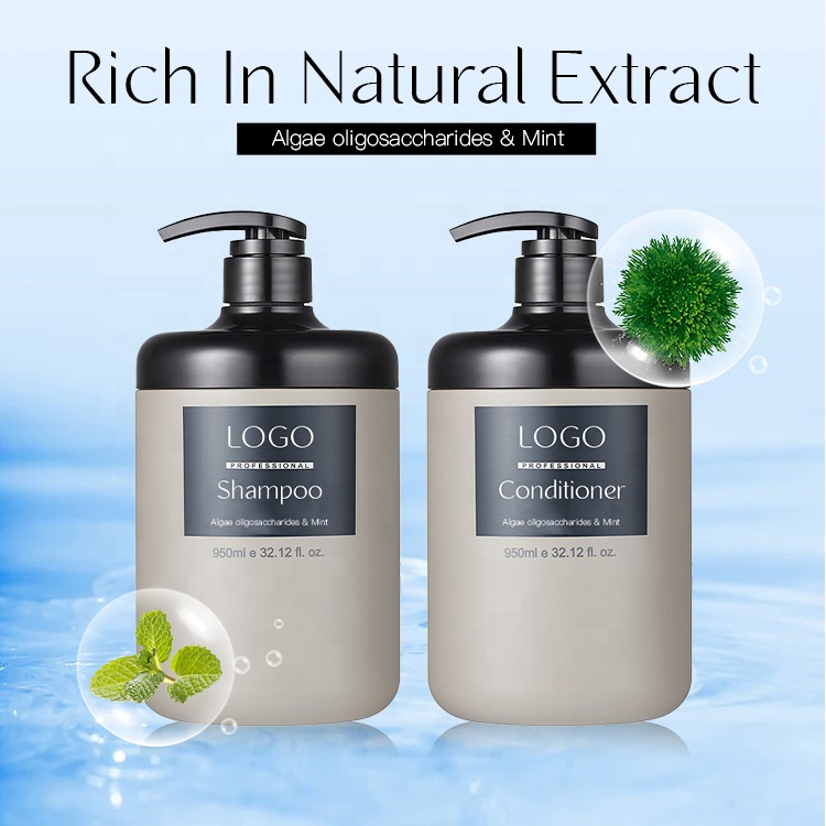 Private Label Hair Moisturizing Organic Algae Oligose And Mint Extract Shampoo Conditioner Sets For Men