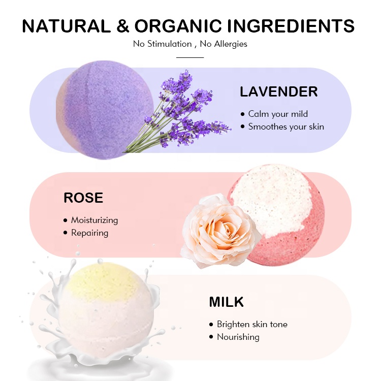 Wholesale Natural Customized Private Logo Organic Bubble Fizzy Bomb Gift Set Colorful Bath Bomb