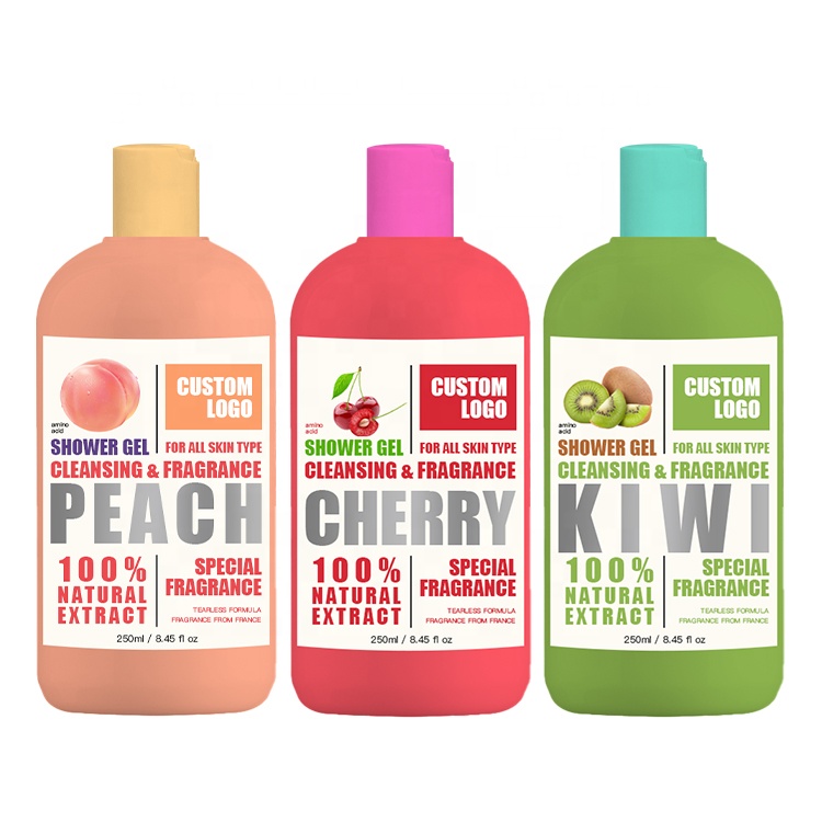 Private Label Skin Whitening Shower Gel Exfoliating Natural Organic Fruit Scrub Body Wash For Women And Men