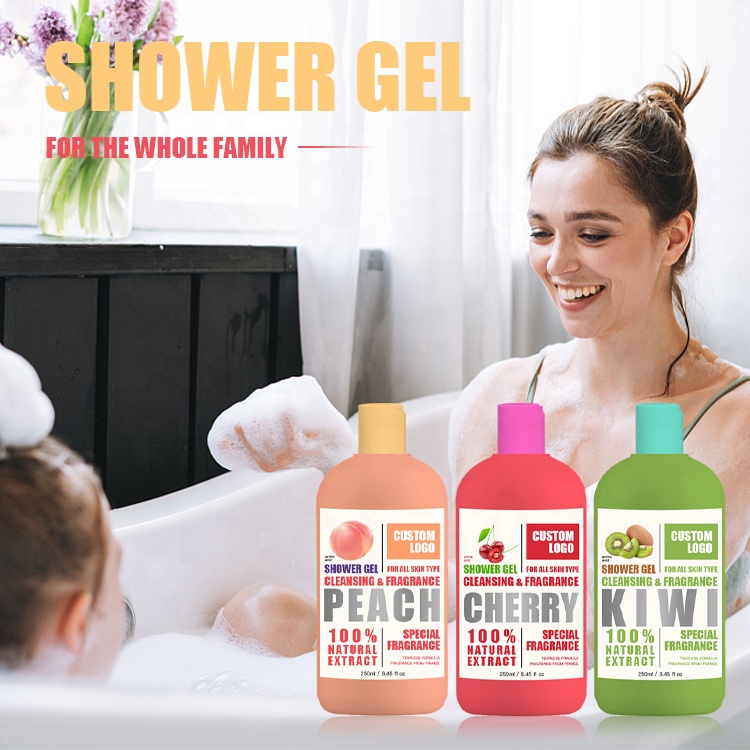 Private Label Skin Whitening Shower Gel Exfoliating Natural Organic Fruit Scrub Body Wash For Women And Men