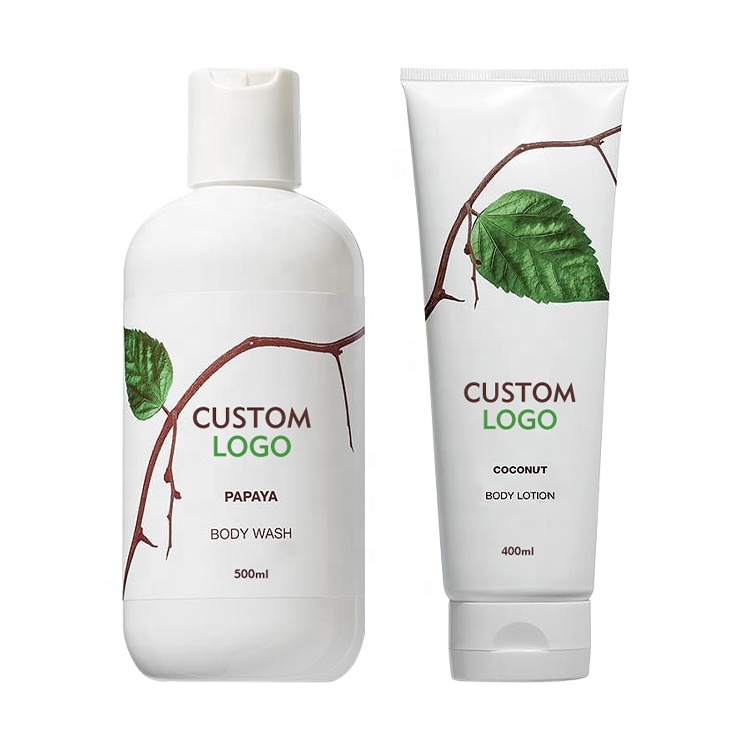 Custom Private Label Organic Cream Shower Gel Moisturizing Brightening Repairing Body Wash Body Lotion Sets