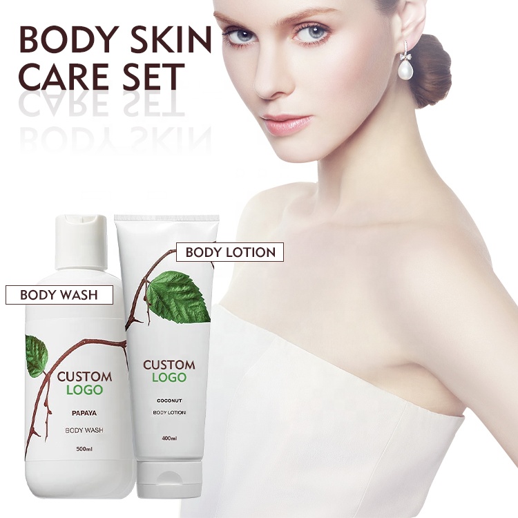 Custom Private Label Organic Cream Shower Gel Moisturizing Brightening Repairing Body Wash Body Lotion Sets