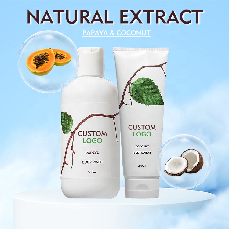 Custom Private Label Organic Cream Shower Gel Moisturizing Brightening Repairing Body Wash Body Lotion Sets