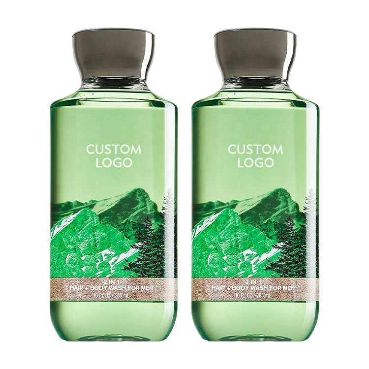Wholesale Custom Logo High Quality Men Shampoo Shower Gel Organic Vegan 2-in-1 Hair Wash Body Wash