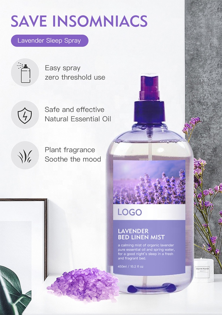 Oem Private Label Lavender Bed Linen Mist Free Sample Deep Sleeping Pillow Spray