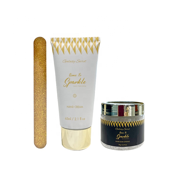 Custom Private Label Travel Size Portable Nail File Hand Cream Soak Crystals Kit Care Hand Gift Set