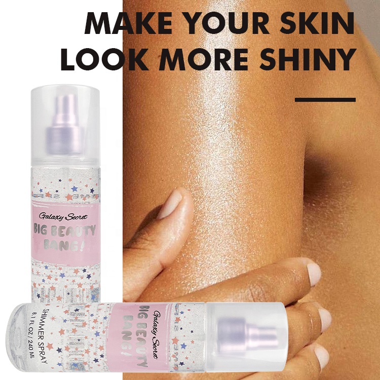Oem Private Label Organic Body Glow Oil Bronzed Luxury Liquid Highlighter Body Shimmer Spray