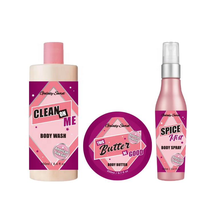 Oem Wholesale Body Wash Butter Spray Bathroom Aromatic Moisturizing Nourishing Body Care Set