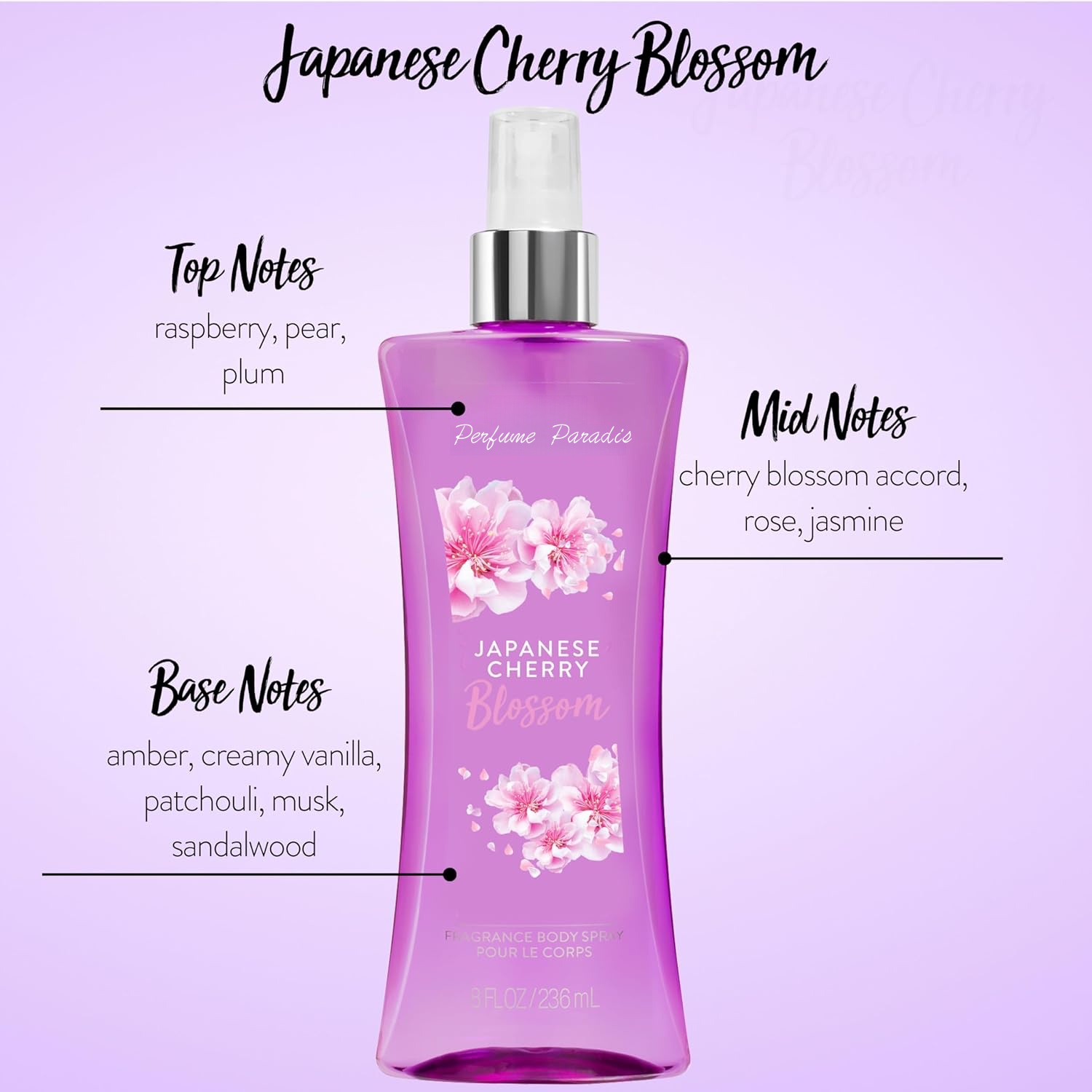 Oem Private Label Signature Fragrance Body Spray Long Lasting Scent,Natural Japanese Cherry Blossom,8 Fl Oz