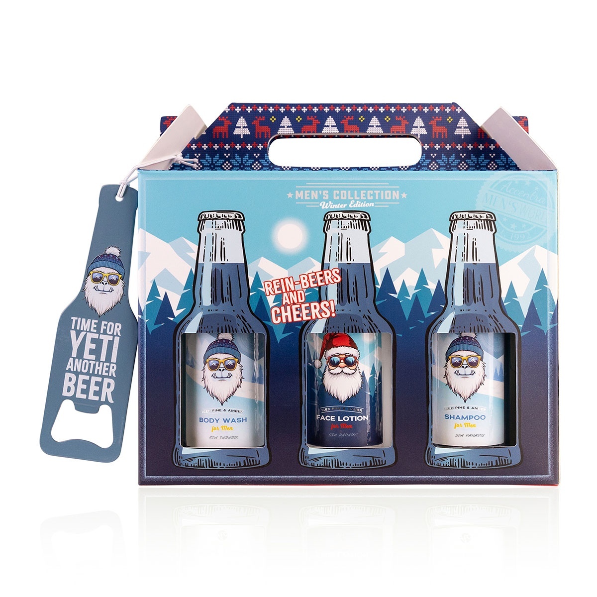Private Label Men's Holiday Winter Perfumed Skin Care Grooming Kit With Face Wash Hand Lotion Shaving Balm & Bath Set (6pcs)