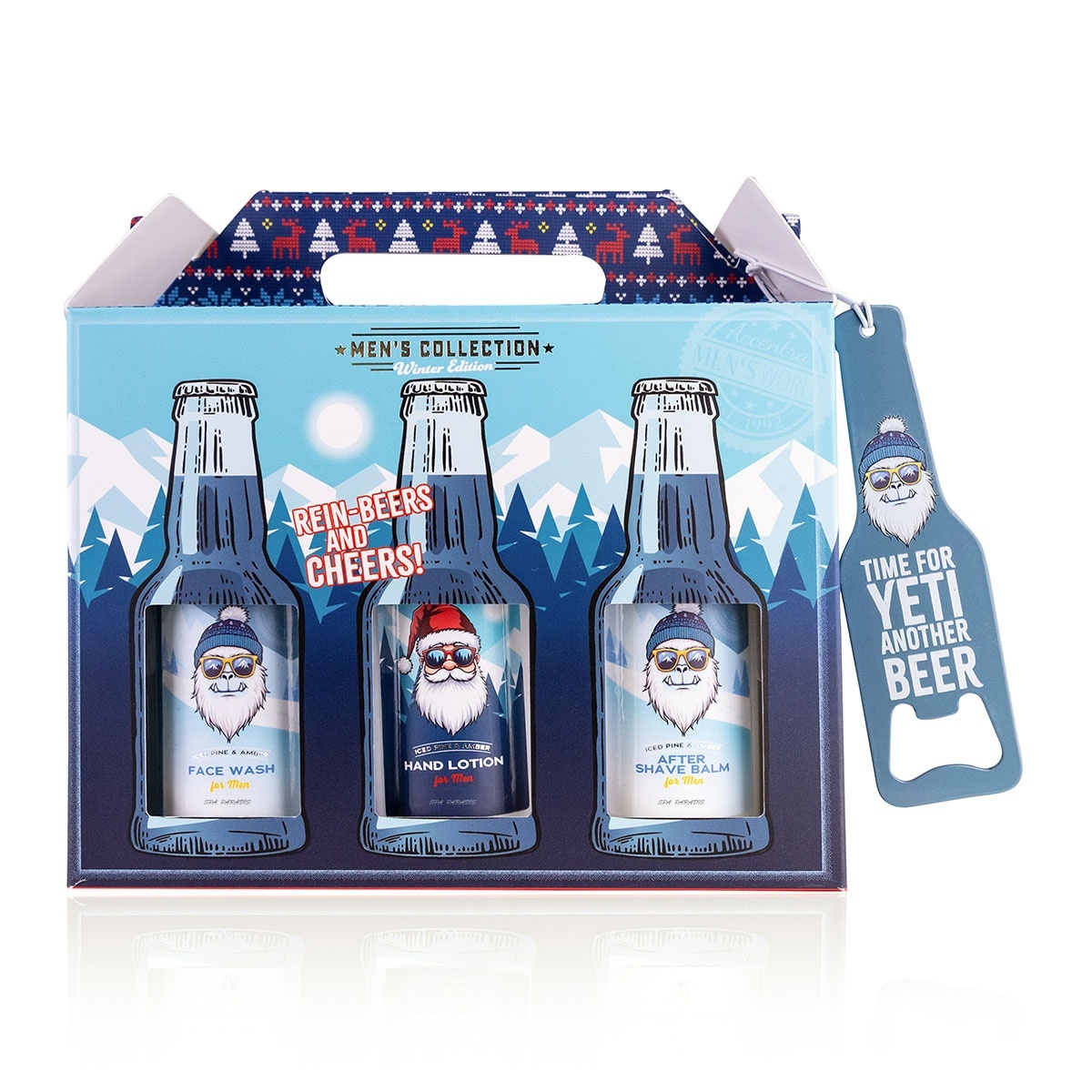 Private Label Men's Holiday Winter Perfumed Skin Care Grooming Kit With Face Wash Hand Lotion Shaving Balm & Bath Set (6pcs)