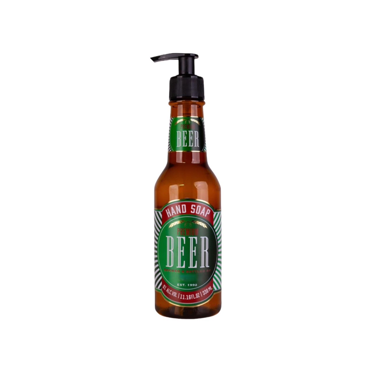 Oem Wholesale Hand Soap Wash Special Blending Beer Bottle 330ml Pump Dispenser Beer Fragrance Refillable Gel Liquid Soap